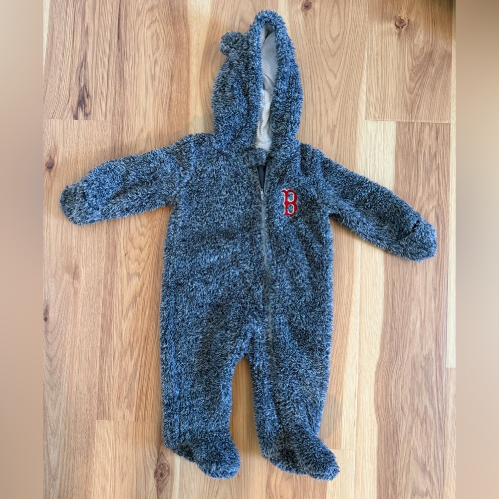 Boston Red hooded infant snowsuit